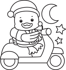 Lineart of Cute Duck icon. Outline of Funny baby Duck animal series stock illustration. life of fluffy Duck designs.
