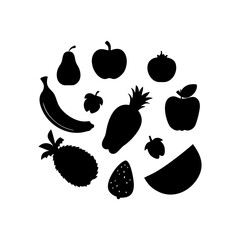 Collection of Fruit and Vegetable Silhouettes
