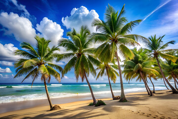 Fototapeta premium tropical beach with palm trees