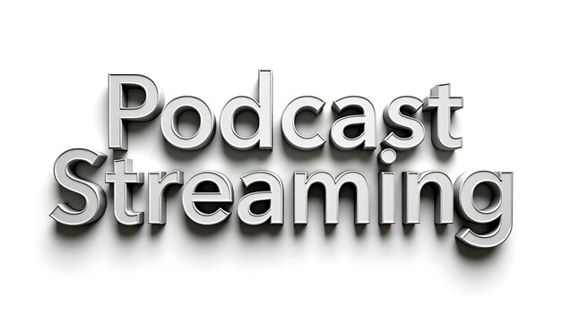 Engaging podcast streaming text on a plain background emphasizing audio content creation
