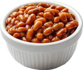 baked bean in white bowl 