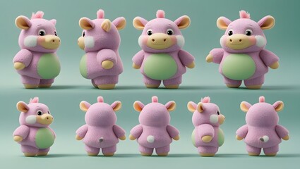 Cute 3D Cartoon Character on Mint Background