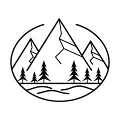 Obraz premium stylized winter mountain scene in clean line art