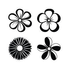 Fototapeta premium Creating Simple Vector Black and White Flower Icon Set: Designing Minimalist Botanical Graphics. 