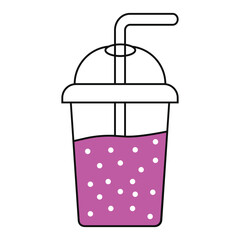 Cold Drink Icon – Milkshake, Smoothie, Slush, Iced Coffee, or Bubble Tea in Plastic Cup with Dome Lid.