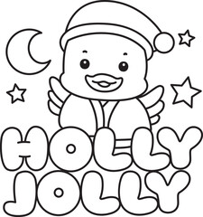 Lineart of Cute Duck icon. Outline of Funny baby Duck animal series stock illustration. life of fluffy Duck designs.