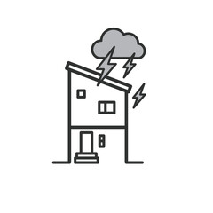 落雷の被害 家のイラスト
