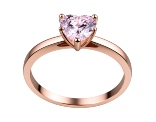 Romantic Rose Gold Ring with Heart-Cut Pink Gemstone, Transparent PNG