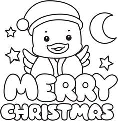 Lineart of Cute Duck icon. Outline of Funny baby Duck animal series stock illustration. life of fluffy Duck designs.