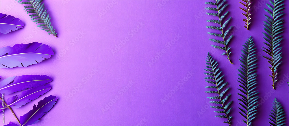 Fototapete purple gradient background with some leaf accents, featuring a simple color tone, no physical object