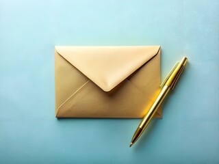 flat lay card with light blue background and golden accents