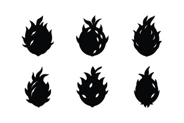 set of black silhouettes of fire