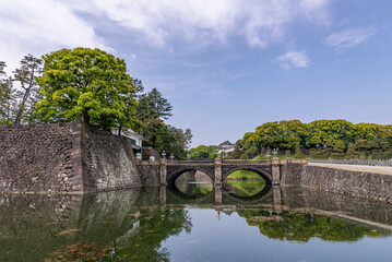 The double-arch bridge at the Imperial Palace, Tokyo, Japan