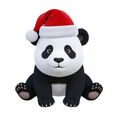 Naklejka premium panda with santa hat
