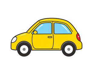 Fototapeta premium Sticker Style Icon of Cute Yellow Car
