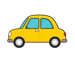 Obraz premium Sticker Style Icon of Cute Yellow Car