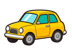 Sticker Style Icon of Cute Yellow Car