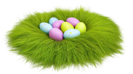 Colorful Easter Eggs Nestled in Green Grass Arrangement for Spring Celebration Decoration