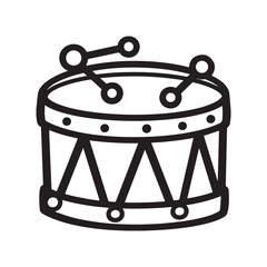 Drum toy clipart cartoon style vector illustration Silhouette white background.
