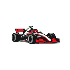 red formula racing car on white background