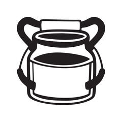 Milk can clipart vector Silhouette white background.
