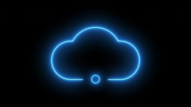 Technology data transformation concept. Glowing neon line of cloud computing icon for download and upload database of business. Global internet connection, digital marketing, Financial and big data.