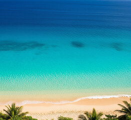 Tropical Shoreline Gradient – Deep Sea Blue to Turquoise and Sandy Beige Abstract Background