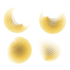 Contemporary set of halftone rounded 3d figures.