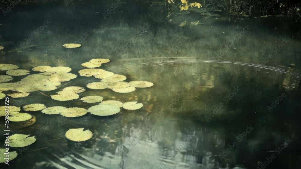 Aufkleber A serene scene featuring lily pads floating on the surface of a calm pond