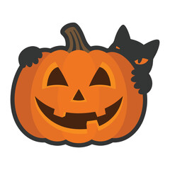 Happy halloween jack o lantern black cat