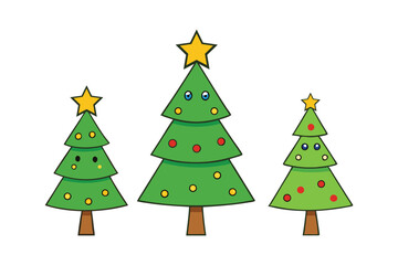 Christmas Tree Vector Art on White Background in Holiday Design
