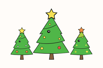 Christmas Tree Vector Art on White Background in Holiday Design
