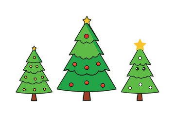 Christmas Tree Vector Art on White Background in Holiday Design

