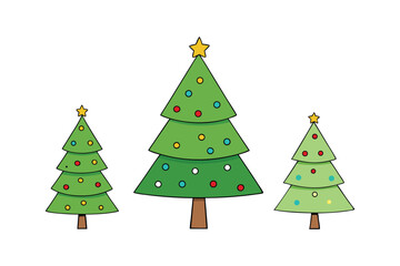 Christmas Tree Vector Art on White Background in Holiday Design
