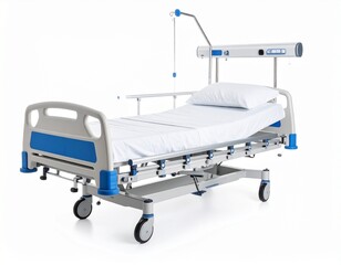 Hospital bed isolated on white background. . rendering