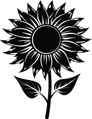 Sunflower Vector, Sunflower Silhouette Clipart Vector Design