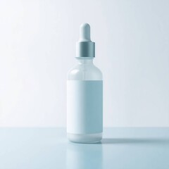 Clean White Serum Bottle Mockup with Rich Teal Tones and Film-Like Presentation