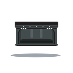 Modern vector illustration of a black kitchen hood with under-cabinet lights. Sleek design ideal for ventilation system graphics or kitchen appliance collections.