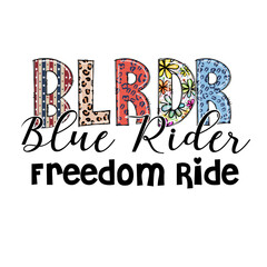 Blue Rider Freedom Ride Graphic Design with Patriotic and Animal Print