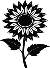 Sunflower Vector, Sunflower Silhouette Clipart Vector Design