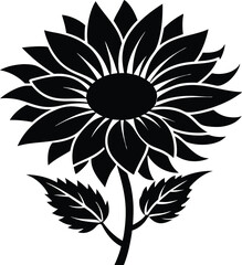Sunflower Vector, Sunflower Silhouette Clipart Vector Design