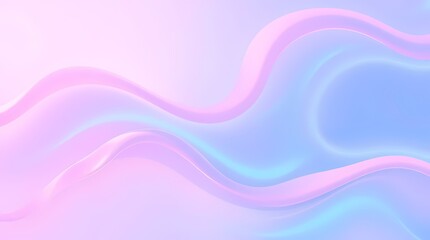 Naklejka premium Abstract pastel-toned wavy background. Soft, flowing lines of light pink and blue gradient merge to create a serene, smooth visual effect