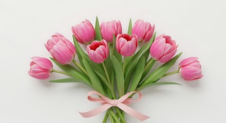 pink tulips, bouquet, floral arrangement, spring flowers, soft lighting, minimalist background, high quality, detailed, photorealistic
