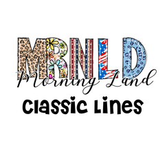 Morning Land Classic Lines Design with Leopard, Floral, and American Flag Patterns