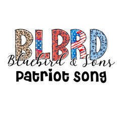 Patriotic Bluebird & Lions Design for Apparel or Decor