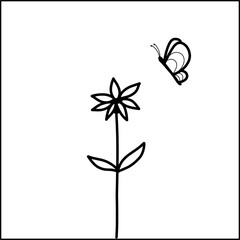 vector illustration of a flower and butterfly