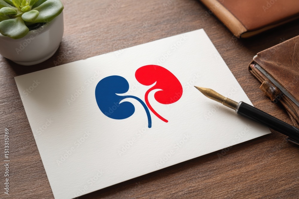Aufkleber kidney doctor logo design mockup displayed on a clean white space with empty upper layout for creati