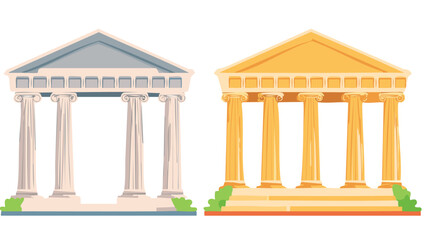 Greek and Roman column temple set. Pillar vector building. Ancient white marble architecture from Greece, Rome. Arch, frame, roof. Antique palace. Classic 3d stone house.court, front, justice, realist