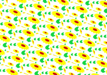 Vibrant Sunflower Seamless Pattern with Green Leaves