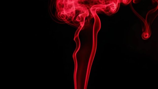 V&iacute;deo de estoque de fuma&ccedil;a vermelha em fundo abstrato preto &ndash; efeitos visuais para design

